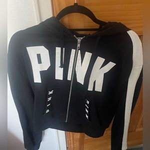PINK - black cropped hoodie